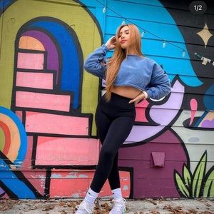 ALPHALETE VERY TERRY CROPPED SWEATER SIZE S